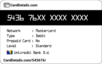 Card Details: 543676
