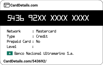 Card Details: 543692