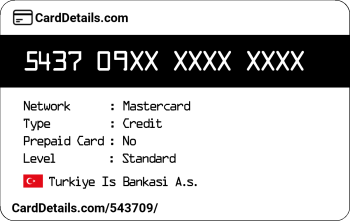 Card Details: 543709