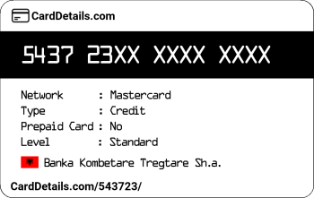 Card Details: 543723