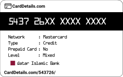 Card Details: 543726