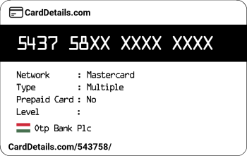 Card Details: 543758