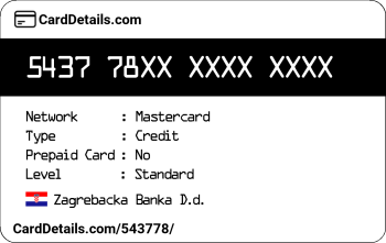 Card Details: 543778