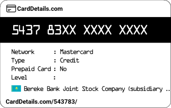 Card Details: 543783