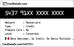 Card Details: 543791