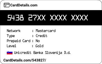 Card Details: 543827