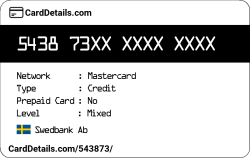Card Details: 543873