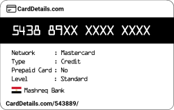 Card Details: 543889