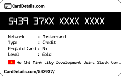 Card Details: 543937