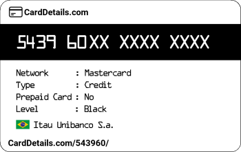 Card Details: 543960