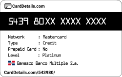 Card Details: 543980