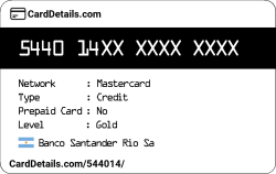 Card Details: 544014