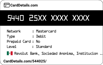 Card Details: 544025