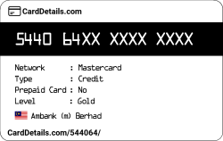 Card Details: 544064