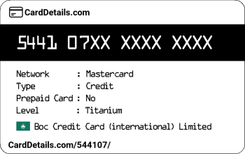Card Details: 544107