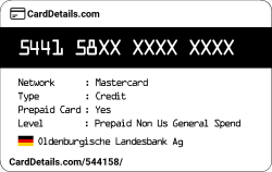 Card Details: 544158
