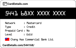 Card Details: 544168