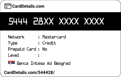 Card Details: 544428
