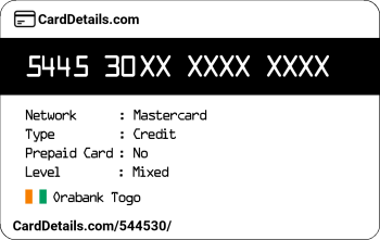 Card Details: 544530