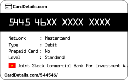 Card Details: 544546