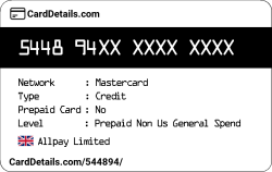 Card Details: 544894