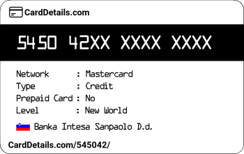 Card Details: 545042