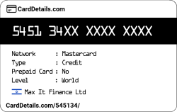 Card Details: 545134