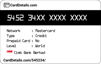 Card Details: 545234