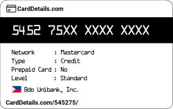 Card Details: 545275