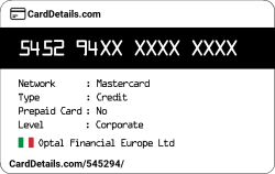 Card Details: 545294