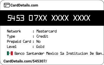 Card Details: 545307