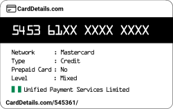 Card Details: 545361