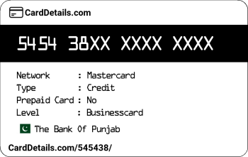 Card Details: 545438