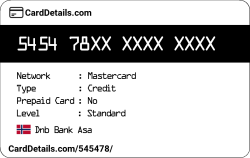 Card Details: 545478