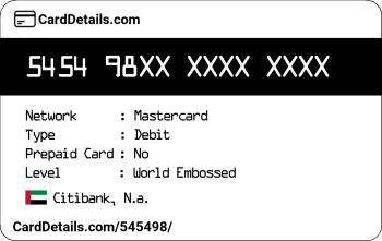 Card Details: 545498