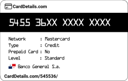 Card Details: 545536