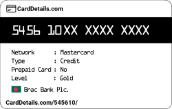 Card Details: 545610