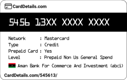Card Details: 545613