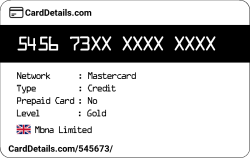 Card Details: 545673
