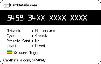 Card Details: 545834