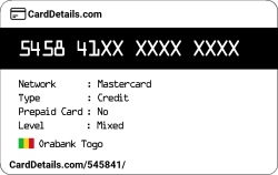 Card Details: 545841