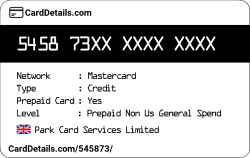 Card Details: 545873