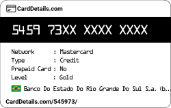 Card Details: 545973