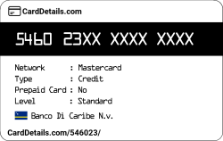 Card Details: 546023