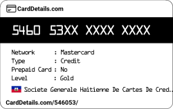 Card Details: 546053