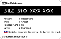 Card Details: 546054