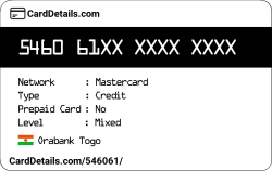 Card Details: 546061