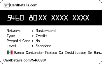 Card Details: 546080