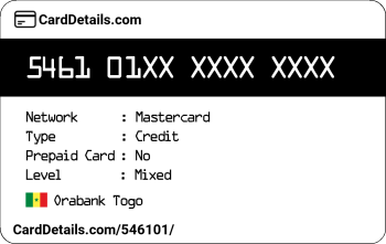Card Details: 546101