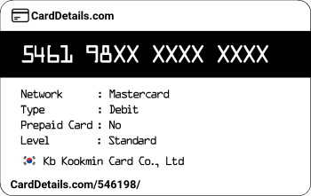 Card Details: 546198